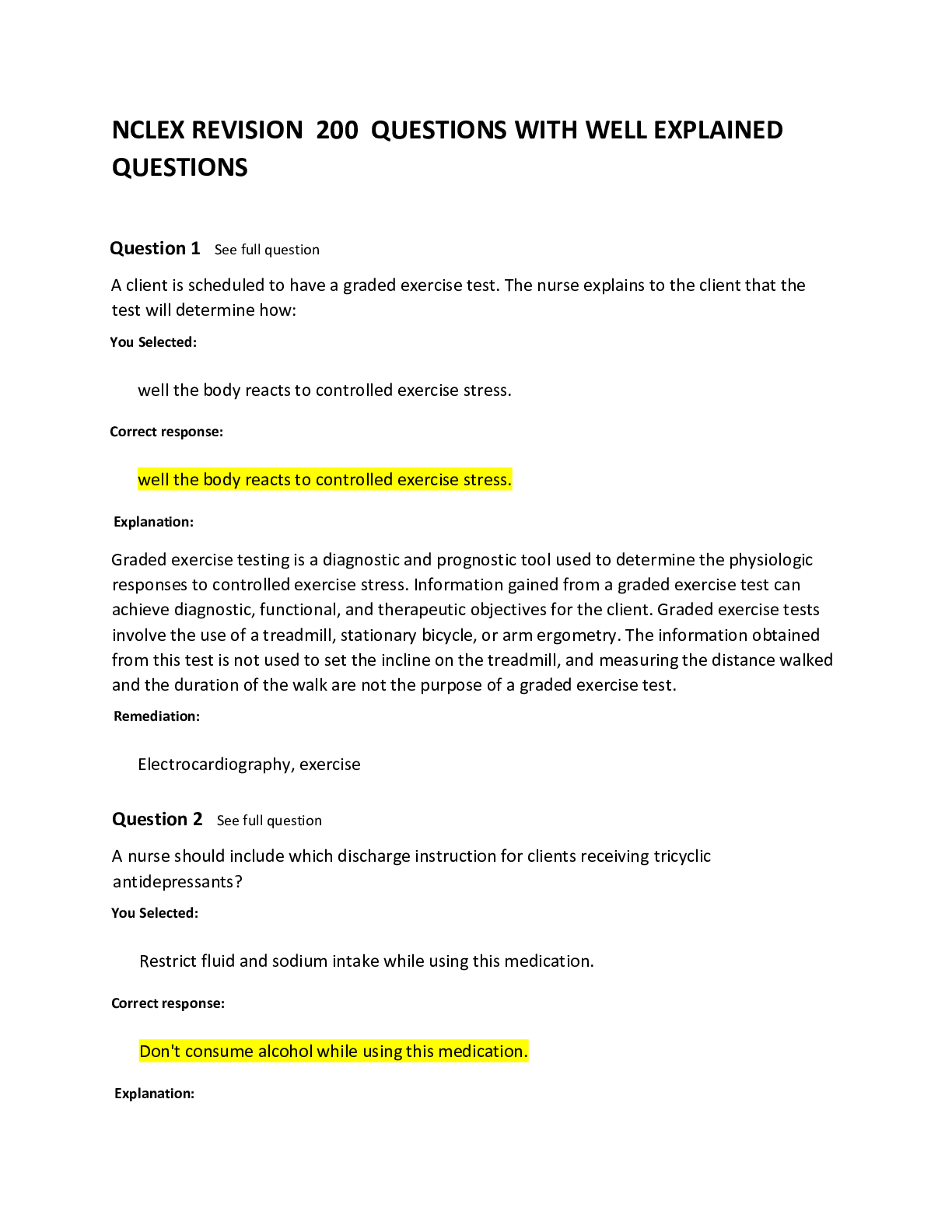 Preview image for NCLEX REVISION  200  QUESTIONS WITH WELL EXPLAINED QUESTIONS